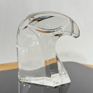 Heavy Saint-Louis FRANCE Art Crystal Eagle Hawk Head Figurine Glass Paperweight